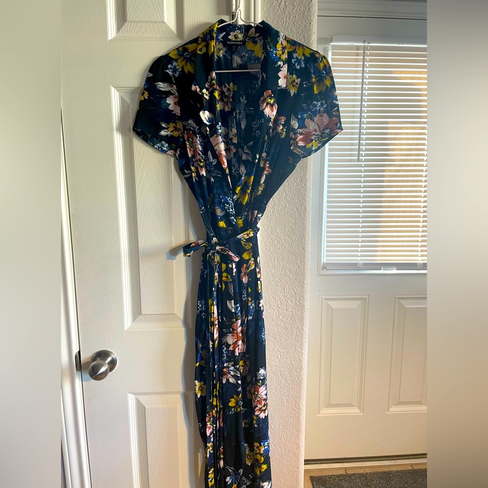 Yumi Kim blue floral wrap dress S